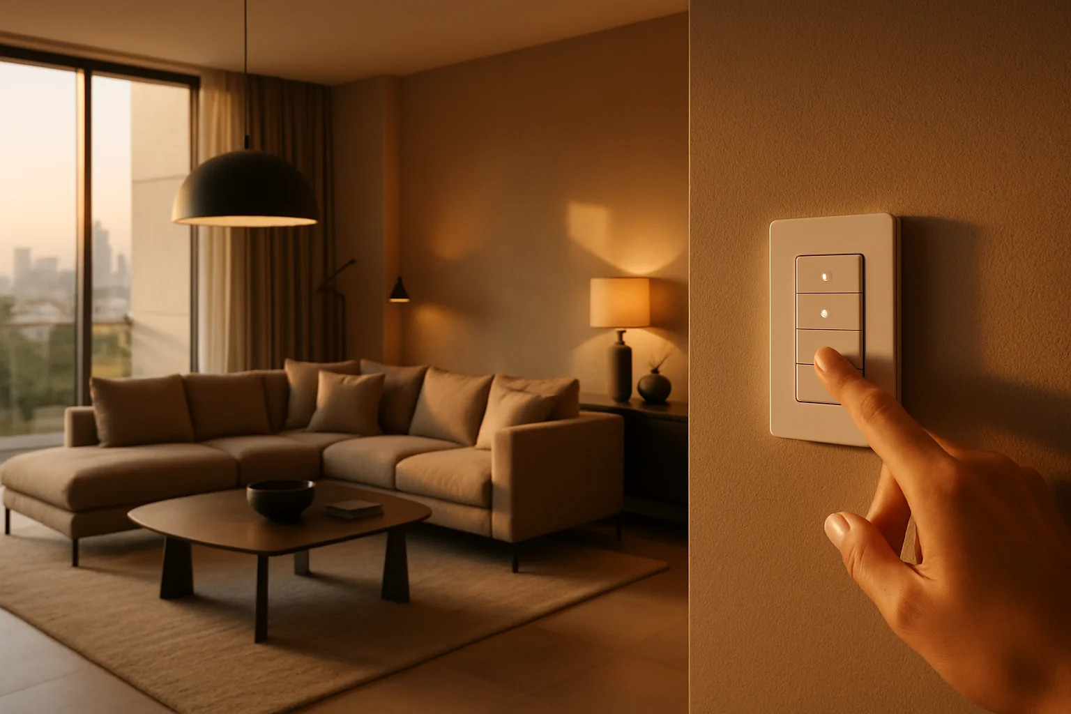Smart lighting solution in modern Dubai luxury apartment by LEXA Lifestyle Automation.